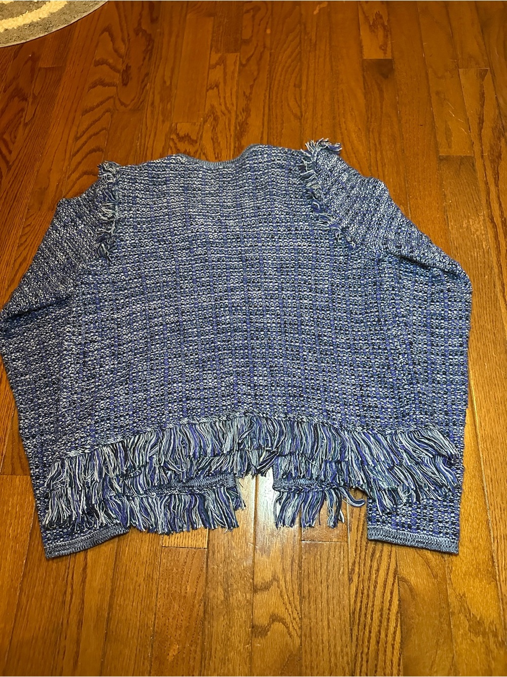 EUC Lilly Pulitzer Blue Tweed Fringe Open-front Blazer - M - Picture 6 of 7